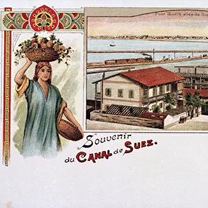 Souvenir postcard of Port Tewfik, Suez Canal, Egypt