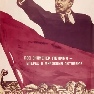 Soviet poster, Lenin points the way forward