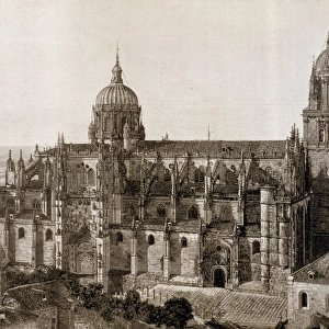 Spain. New Cathedral of Salamanca. Engraving