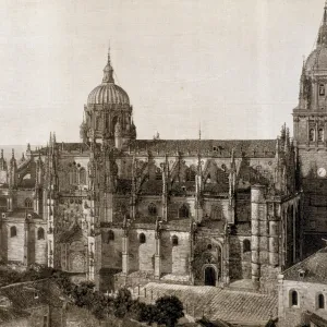 Spain. New Cathedral of Salamanca. Engraving