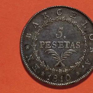 Spain. Five pesetas. Reverse. 19th century