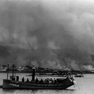 Spanish Civil War - Battle of Irun - Smoke from fires