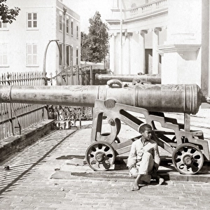 Spanish Town, Jamaica, circa 1900 - Old cannon