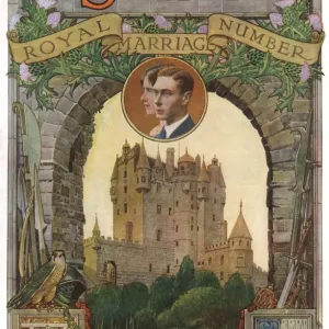 1923 Print of The Sphere Royal Wedding Cover featuring Glamis Castle 1923 Print of The Sphere Royal Wedding Cover featuring Glamis Castle