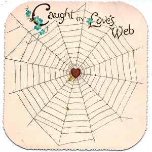 Spiders web on a Valentine card
