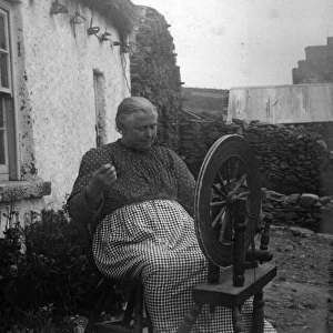 Spinning wool, Glen Columbkille, County Donegal, Ireland