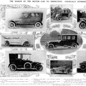 Spread of car exhibits from Olympia Motor exhibition 1913