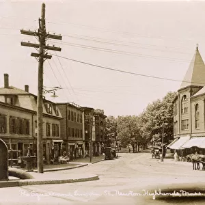 The Square and Lincoln Street, Newton Highlands, Mass, USA