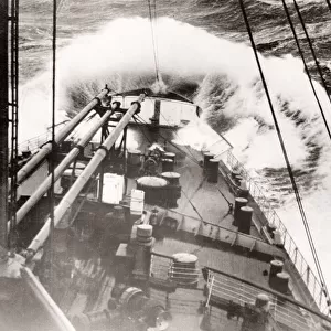SS Bremen, ship in heavy seas, Atlantic storm, 1933