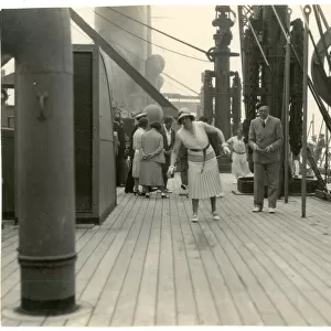 SS Ranchi, P&O cruiser, with people playing deck games
