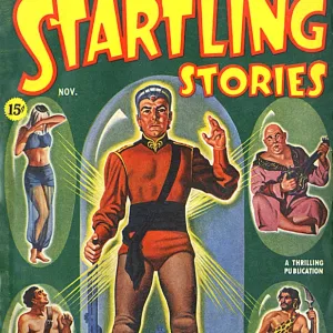 Startling Stories scifi magazine cover, Million years to conquer