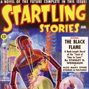 Startling Stories Scifi Magazine Cover with Science Island