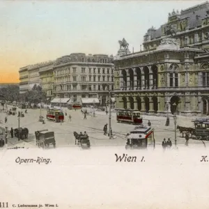 State Opera House and street scene, Vienna, Austria