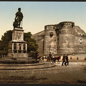 Statue and castle of King Rene, Angers, France