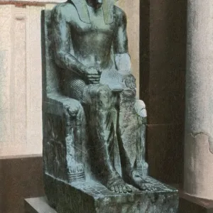 Statue of Pharao Khafra in the Egyptian Museum in Cairo