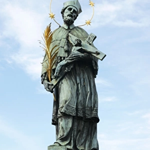 Statue of St. John of Nepomuk (1345-1393). Copy. Prague. Cz