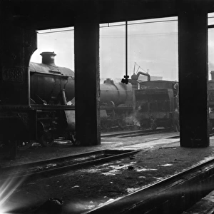 Steam engines near service shed, Exeter St David s