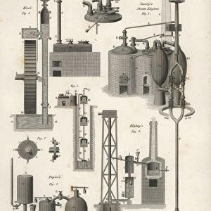 Steam engines by Savery, Blakey, Kier and Papin