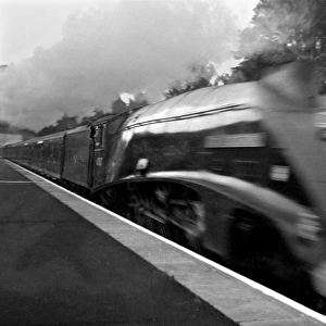 Steam train travelling at high speed