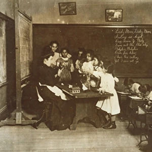 Steamer Glass in Hancock School, Boston. Immigrant children