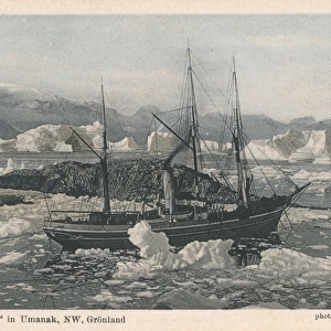 Steamer Hans Egede at Uummannaq, Greenland