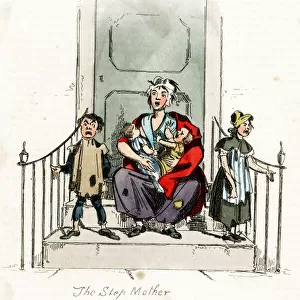 The Step Mother - 19th century comic cartoon
