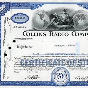 Stock Share Certificate - Collins Radio Company