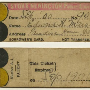 Stoke Newington Public Library borrowers card