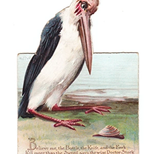 Stork on a cutout Christmas card