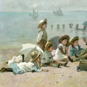 Storytelling to children on the beach during the summer