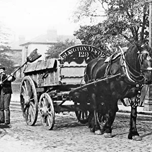 Street cleaning with a dust cart, Islington Vestry, London