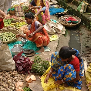 Street market at Matiari, West Bengal, India