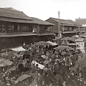 Street market, Yokohama, Japan, circa 1880s