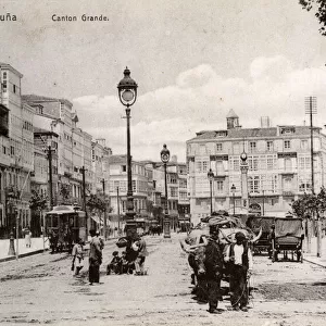 Street scene, Canton Grande, La Coruna, Galicia, Spain