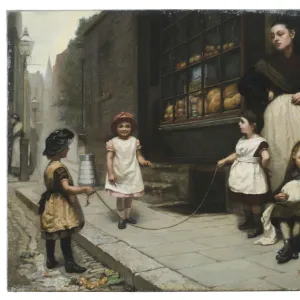 Street scene with children skipping