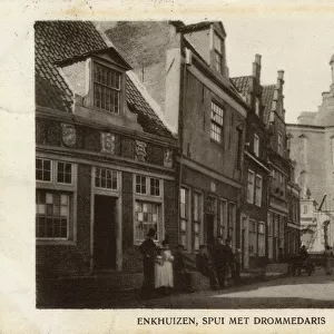 Street scene with Drommedaris, Enkhuizen, Netherlands