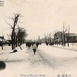 Street scene in Sapporo, Japan - Winter
