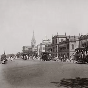 Street scene and trams, Madras (Chennai) India c. 1880 s