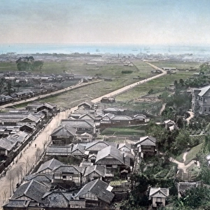 Street view towards the sea, Kobe, Japan, circa 1880s