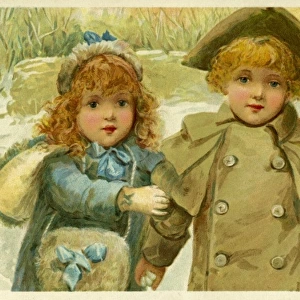 Stroefer. Boy & girl in snow. Harriet Bennett c. 1903. jpg