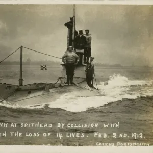 Submarine A3 - sunk at Spithead in collision with HMS Hazard