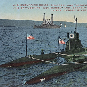 US submarines and battleships, Hudson River, USA