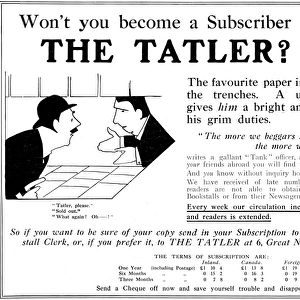 Become a subscriber to The Tatler, WW1 advertisement