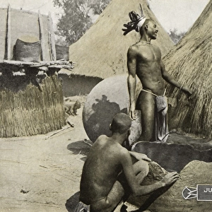 Sudan - Jur Tribesman making a Grain Bin
