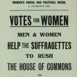 Suffragette Rush House of Commons Flyer 1908