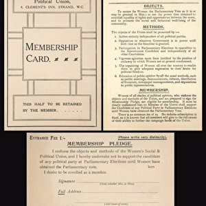 Suffragette W. S. P. U Membership Card