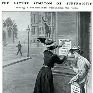 Suffragists putting up posters in London 1908