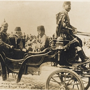 Sultan Mehmed V rides with the Kaiser and Enver Pasha