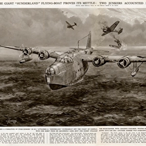 Sunderland seaplane and two Junkers by G. H. Davis