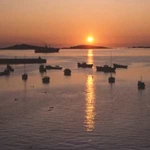 Sunset in the harbour, St Marys, Isles of Scilly